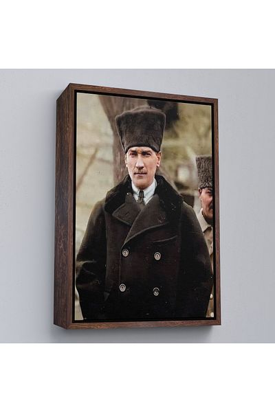 Harita Sepeti Pictură portret Ataturk cu cadru alb Mustafa Kemal Ataturk Pictură decorativă pe pânză dreptunghiulară