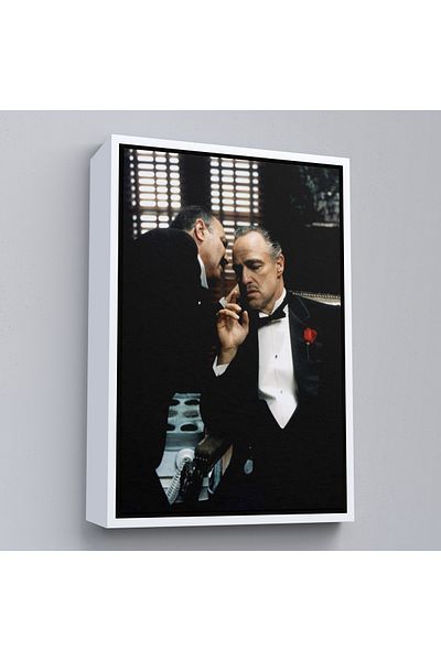Harita Sepeti Pictură pe pânză The Godfather cu cadru alb, pictură pe pânză pe scenă de film Vito Corleone
