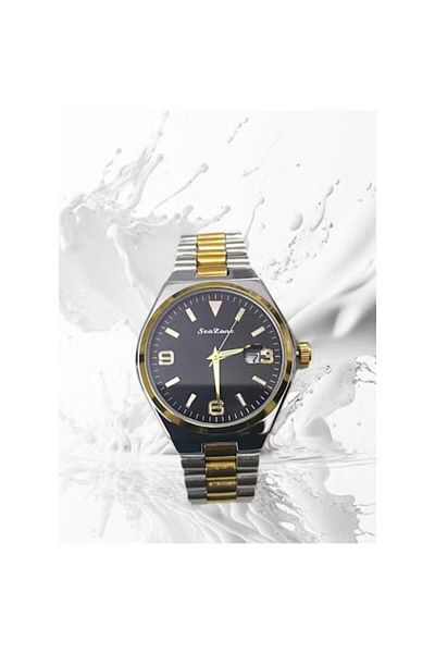 Seazone Men's Stainless Steel Analog Quartz Date Display Watch Easy to Read Fashion Design Waterproof