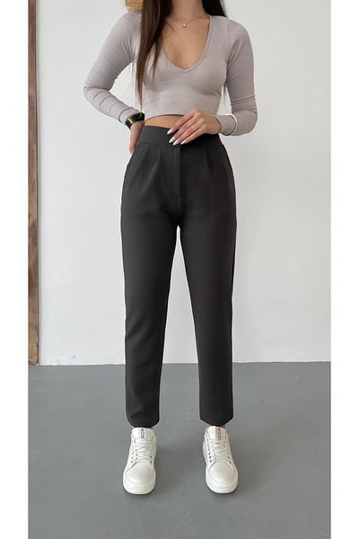 BİKELİFE Women's High Waist Lycra Stretchy Carrot Cut Fabric Pants
