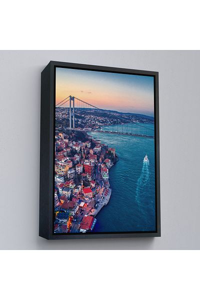 Harita Sepeti Tablou decorativ pe pânză Boğaziçi Bird's Eye cu cadru auriu