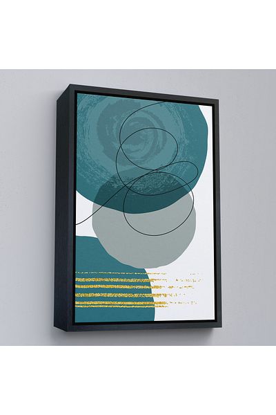 Harita Sepeti Tablou de forme geometrice abstracte colorate cu cadru auriu