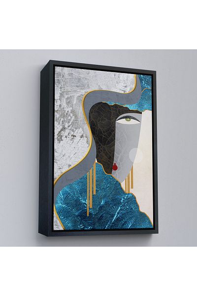 Harita Sepeti Pictură abstractă a feței de femeie cu cadru auriu