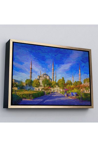 Harita Sepeti Moscheea Sultan Ahmet în cadru de aur Pictură în ulei Vedere Pictură pe pânză
