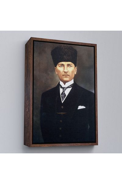 Harita Sepeti Pictură portret Ataturk cu cadru alb Mustafa Kemal Ataturk Pictură decorativă pe pânză dreptunghiulară