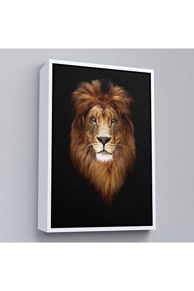 Harita Sepeti Pictură decorativă pe pânză Leu cu cadru alb