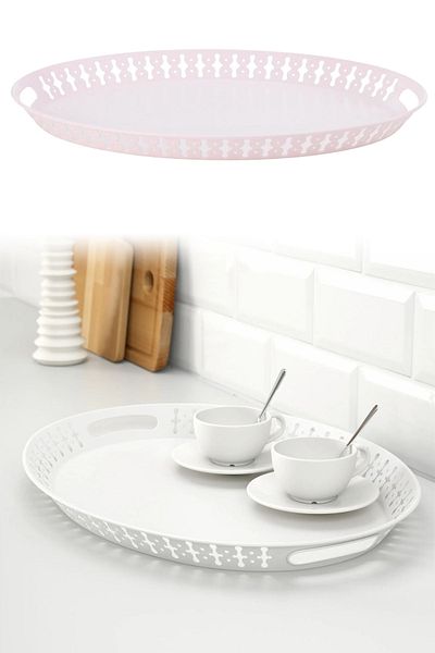 Binbirreyon Steel Serving Tray Oval Tray 39X52Cm Ra094