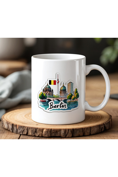 BB TRADE Berlin Designed White Ceramic Printed Mug 330ml