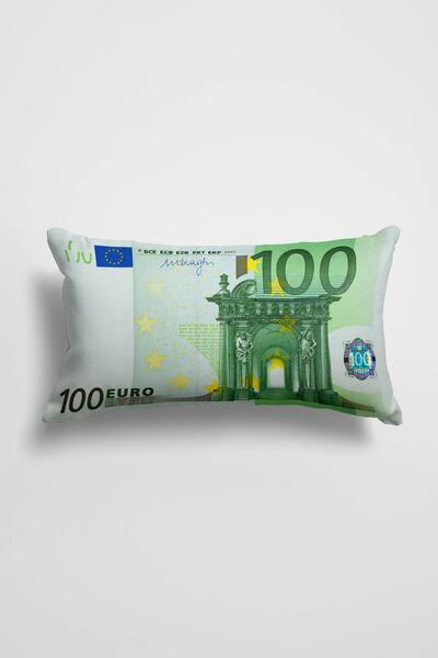 move home Dekoratif Kırlent Çift Taraf Euro Desenliı 30x50cm Içi Dolgulu