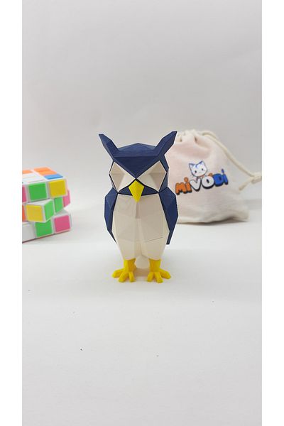 Mivodi 3D Puzzle - Magnetic 3D Owl Puzzle / 3D Owl (Blue)