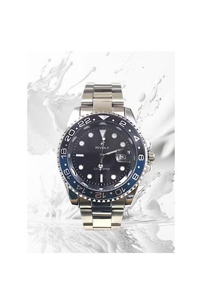 Rivoly Men's Stainless Steel Analog Quartz Watch Date Display Easy to Read Fashion Design Waterproof