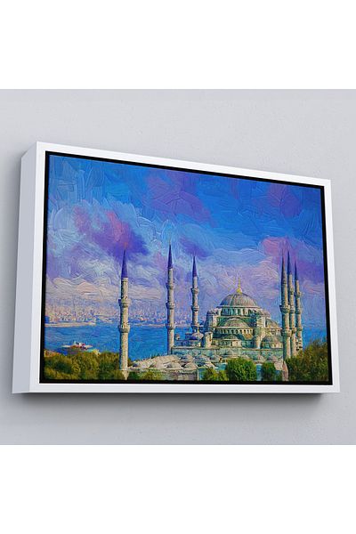 Harita Sepeti Λευκό πλαίσιο Sultan Ahmet Mosque Ελαιογραφία Προβολή Διακοσμητικός πίνακας σε καμβά