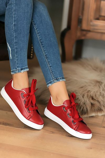 Pembe Potin Red Women's Sports Sneakers Casual Casual Shoes