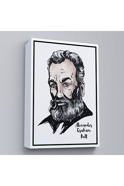 Harita Sepeti Διακοσμητικός πίνακας σε καμβά Alexander Graham Bell με λευκό πλαίσιο