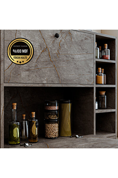 DEKORFİM DF14101GD MDF Kahve Köşesi Kiler Dolabı Çok Amaçlı Dolap Mutfak Dolabı