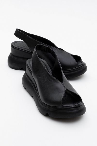 LuviShoes Sandale de damă din piele naturală SAM cu toc cu pană