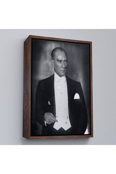 Harita Sepeti Pictură portret Ataturk cu cadru alb Mustafa Kemal Ataturk Pictură decorativă pe pânză dreptunghiulară