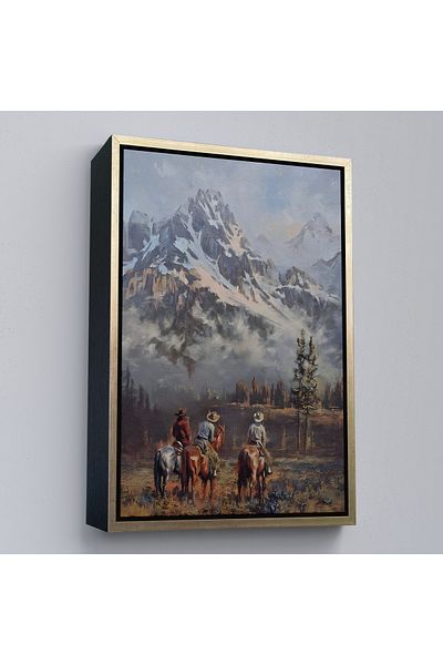 Harita Sepeti Pictură decorativă de perete cu cadrul de aur American Cowboys