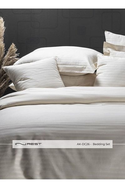 INREST طقم غطاء لحاف برلين لون بيج غامق (بدون حشو) قطن 100% مقاس مفرد 160×230 سم - 4 قطع