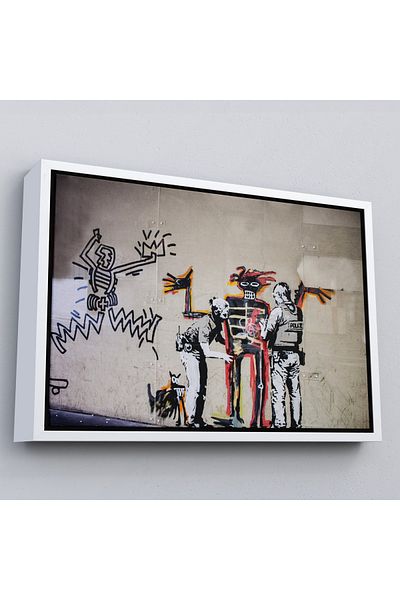 Harita Sepeti Pictură pe pânză Bansky Polițiștii care caută graffiti cu cadru alb