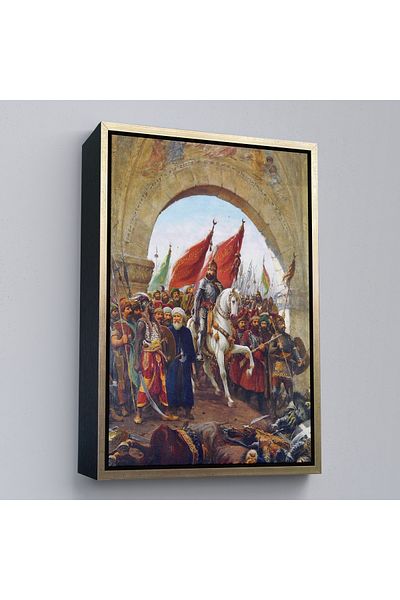 Harita Sepeti Кафява рамка, картина на платно с Фаусто Зонаро Фатих Султан Мехмет, влизащ в Истанбул