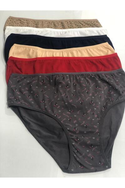 TREND DRESS Kadın Karışık Renk Pamuklu Yüksek Bel Büyük Beden Külot 6lı Pkt