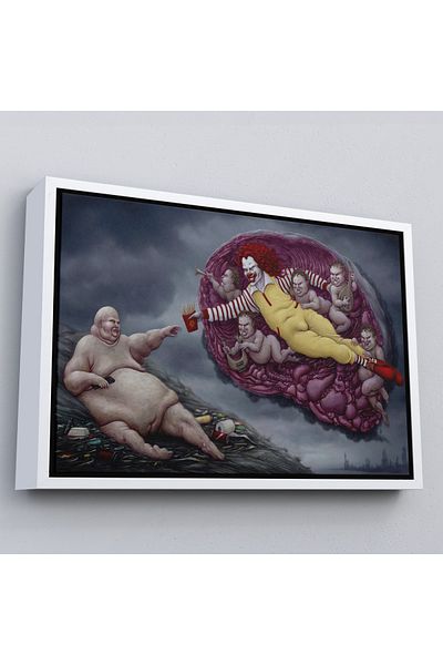 Harita Sepeti White Framed the Hand of the Ademin / God Emphasizing the Capitalism of the Era Themed Canvas Print