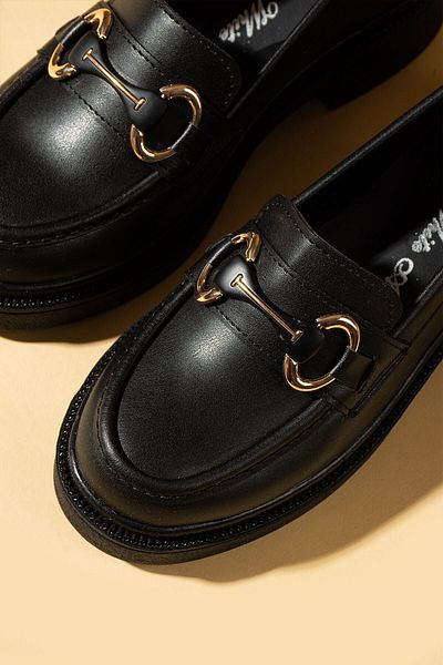Pembe Potin Γυναικεία μαύρα loafer μοκασίνια casual πόρπη καθημερινά άνετα παπούτσια σόλας