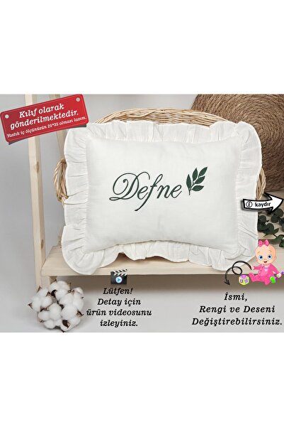 gros shop %100 Pamuk Müslin Kumaş Fırfırlı Takı Yastığı Kılıfı 35*45 (Kişiye ...