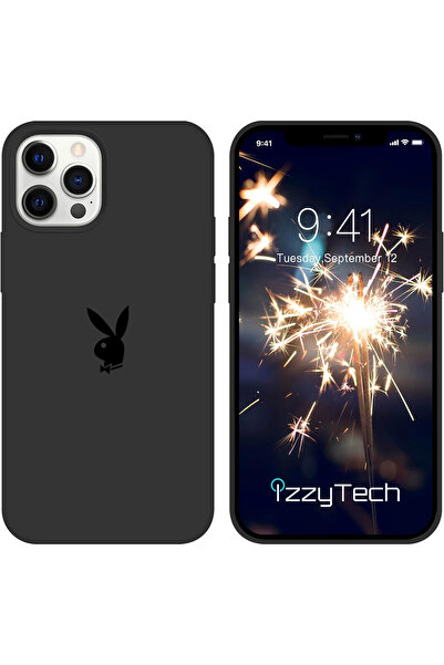 izzytech حافظة سيليكون لهاتف آيفون 16 برو ماكس، شعار بلاي بوي، سطح داخلي مخمل...