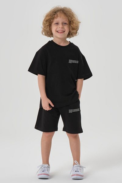 Black One طقم شورت للأولاد برقبة دائرية
