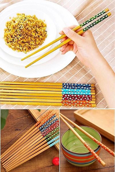 jetfast 10 Pairs Design Differential Bamboo Chopstick Washable Chinese Sushi Ramen Noodle Sticks