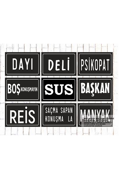 Hayat Poster 9 Piece Mixed Lettering Wooden Painting Set Street Jargon Tosses Funny Saying Wall Lettering