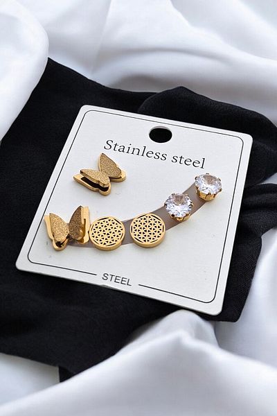 Çlk Accessories أقراط زهرة الحياة من الفولاذ مكونة من 6 قطع (مزيج) الموديل: 35605