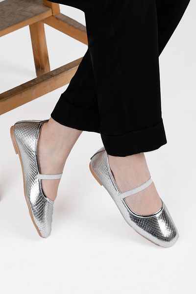 RENKLİBUTİK Top Banded Women's Ballerina Ballerina Ballerina Gold Snake Pattern in Gold, Silver, Leopard Colors