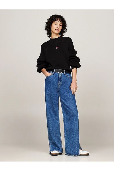 Tommy Hilfiger Dámský černý svetr Tommy Jeans Badge Rib-Knit
