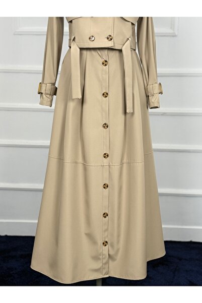 RACE FASHİON Double Trench Coat Suit with Skirt Pocket Rc3080