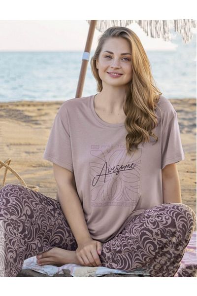 Aydoğan Aydogan 240253   Battal Viscosa Short Sleeve Pajama Set