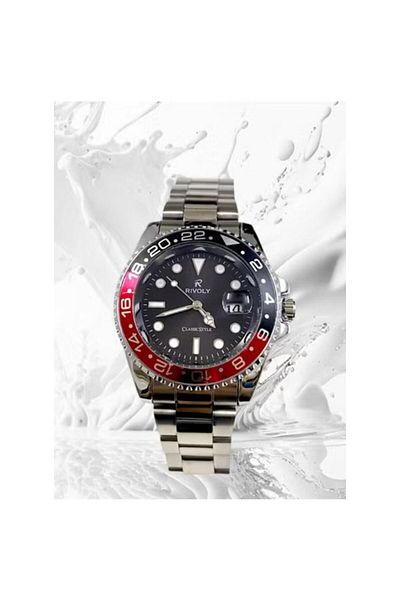 Rivoly Men's Stainless Steel Analog Quartz Watch Date Display Easy to Read Fashion Design Waterproof