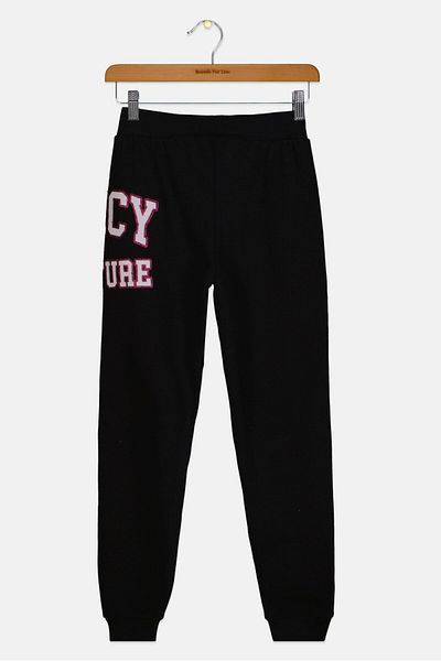 Juicy Couture Kids Girl Regular Fit Graphic Print Jogger Pants, Black