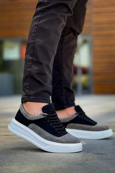 KAZAX KB-005 Black Gray Suede Lace-up Casual Men's Shoes