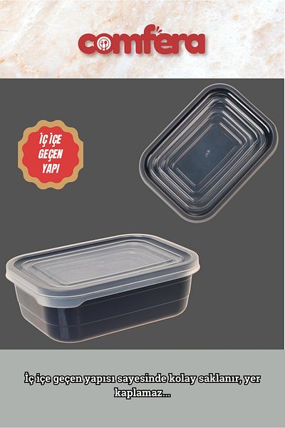 BAGER MARKET Plastic Food Container - Comfera Set of 3, Suitable for Refrigerator and Microwave