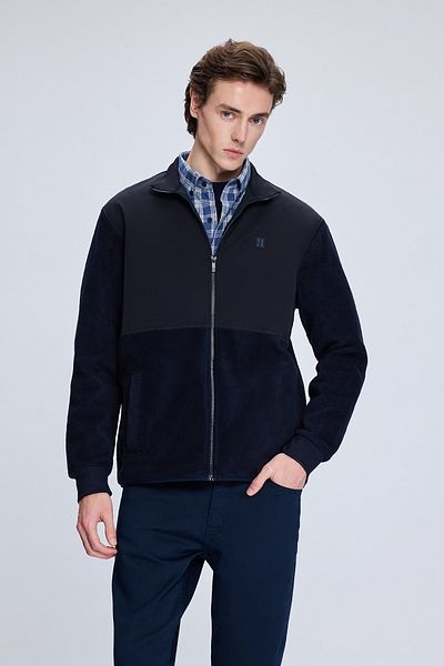Hatemoğlu Ανοιξιάτικο παλτό Navy Blue Regular Fit Judge Collar