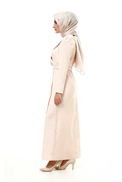 Setrms 2421009 Taşlı Yaka Karpuz Kol Abiye Elbise