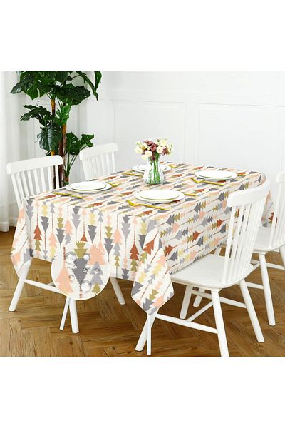 Evim Canvas Pine Tree Indigo Liquid Proof Stain Resistant Table Cloth