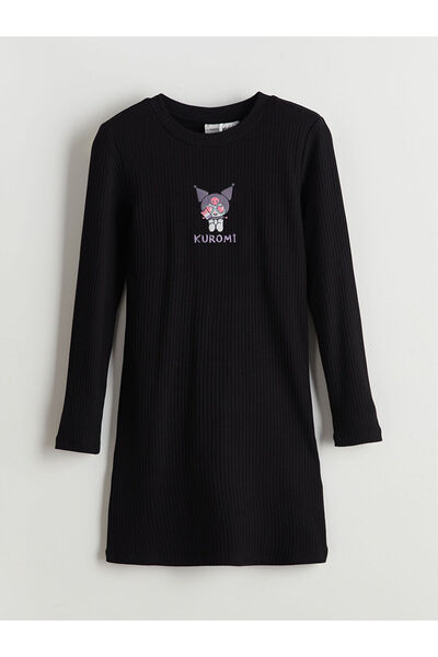 LC Waikiki Bisiklet Yaka Kuromi Baskılı Kız Çocuk Elbise