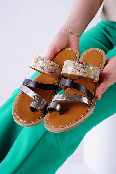 ECENAZELA Minne Black Striped Skin Slippers