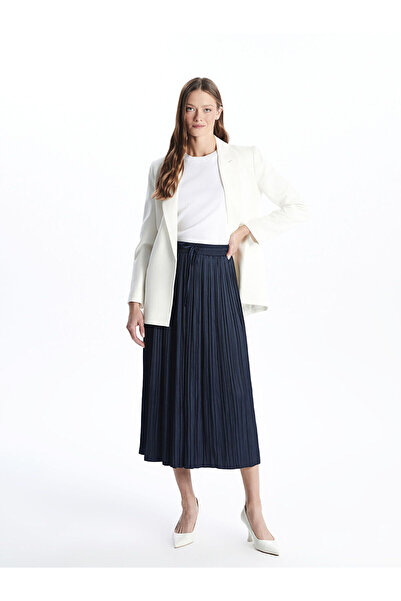 LC Waikiki LCWAIKIKI Klassischer Damen-Faltenrock aus Satin mit elastischer T...