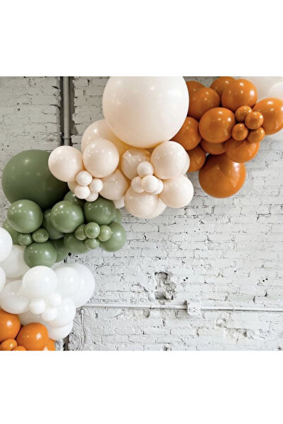 Çemrek Süs Parti مجموعة سلسلة بالونات الأوكالبتوس الأخضر والأبيض والبرتقالي و...