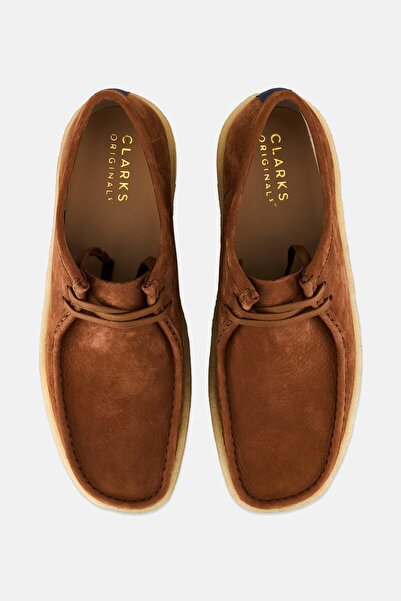 CLARKS Men Medium Wallabee Cup Lace Up Shoes, Dark Tan